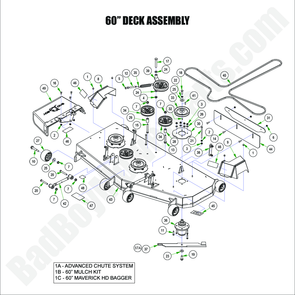 3360 - Bad Boy Mower Parts Lookup > 2024 > Maverick HD > 60\" Deck Assembly